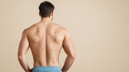 Fototapeta premium Medical Illustration of Rash on the Back: Red Spots Progressing to Blisters, Pustules, and Scabs - MPOX