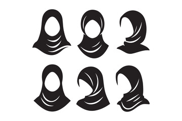 silhouette vector of beauty hijab women. Saudi Muslim woman wearing hijab vector silhouette