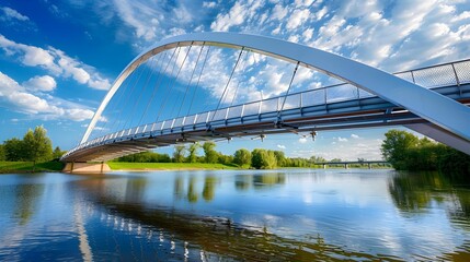 Obraz premium The steel bridge with an elegant arch connects