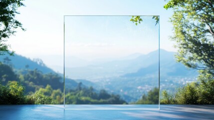 Fototapeta premium A sheet of glass intended for building houses, against a natural background.
