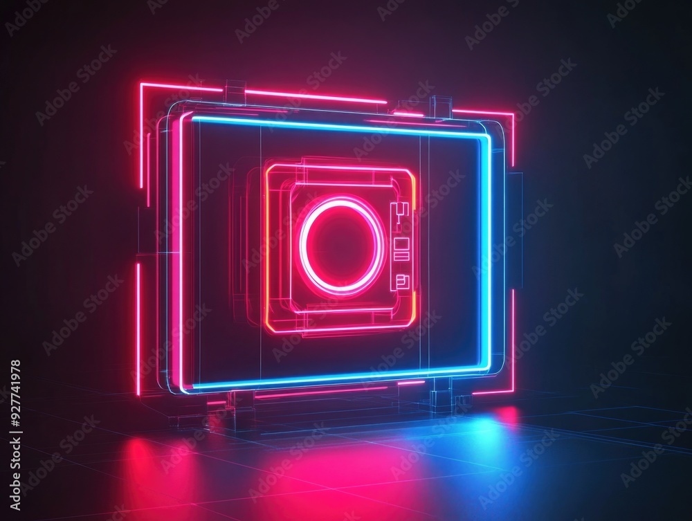 Canvas Prints neon frame in dark room