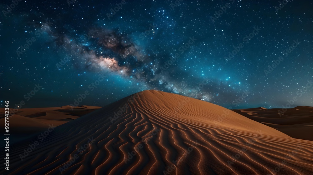 Canvas Prints night starry sky over sand dunes illuminated