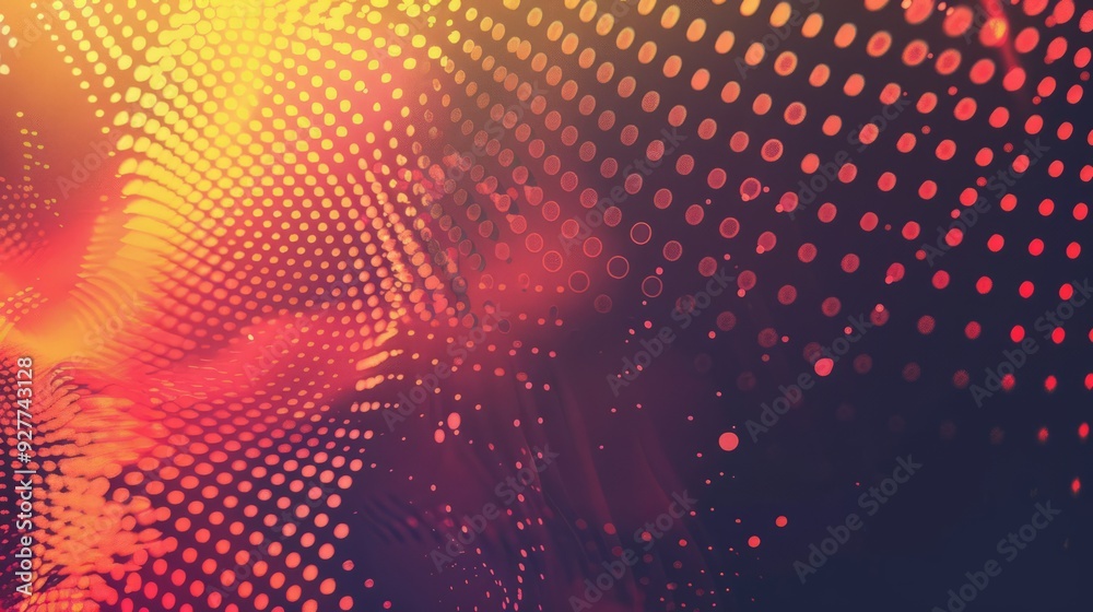 Poster abstract gradient halftone dots background with circular patterns in vibrant colors, retro pop art s