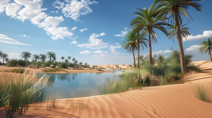 Obraz premium The magnificent oases surrounded by desert landscapes