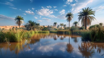 Obraz premium Oases surrounded by the breathtaking sands