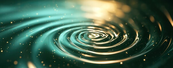 Elegant swirl of water with shimmering highlights, creating a soothing and tranquil atmosphere in a serene environment.