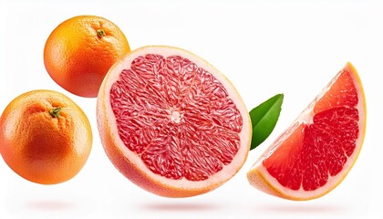 Grapefruit in the air, isolated on white background