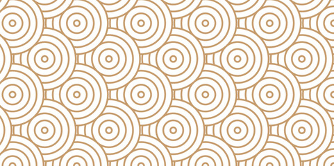 Vector abstract traditional geometric overlapping creative wave circle minimal lapping textile round vector texture. brown and yellow fabric element repeat swirl geometrical background.
