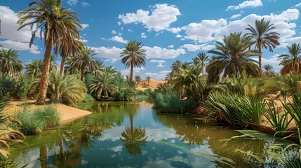 Obraz premium Beautiful oases hidden among the sand dunes picture