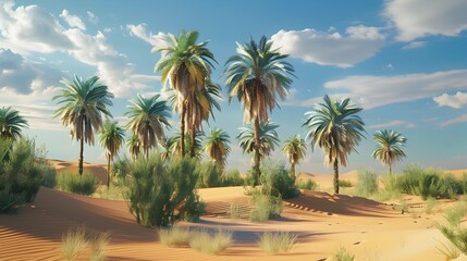 Obraz premium Beautiful oases hidden among the sand dunes