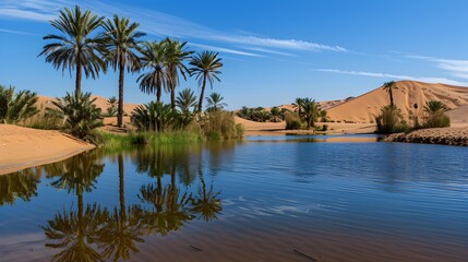 Obraz premium Beautiful oases hidden among the sand dunes image
