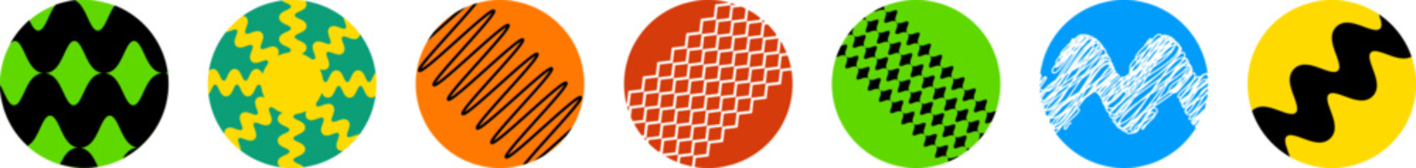 A set of playful abstract sticker retro doddle zigzag shapes with brutalist contemporary line art , groovy frame scallop forms vector.