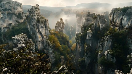 Spectacular karst cliffs rise above the surrounding landscape