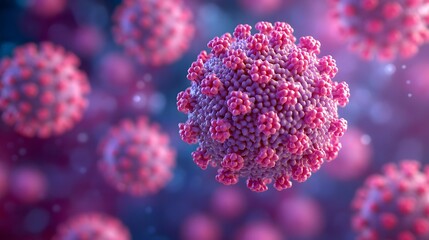 Textural illustration of Human Papillomavirus (HPV) interacting with skin cells, highlighting the virus during the initial infection phase