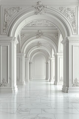 Fototapeta premium Digital backdrop, Classic, Vintage, Luxury Wall backdrop, wall and floor, White, composite background.