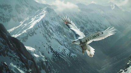 Fototapeta premium An eagle soaring over the mountains spreading img