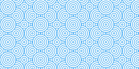 Fototapeta premium Abstract traditional geometric overlapping creative wave circle minimal lapping textile round vector texture. blue and white fabric element repeat swirl geometrical background.