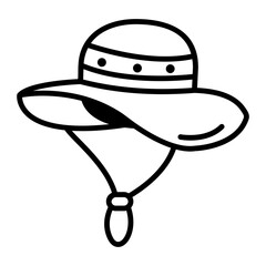 A doodle style icon of camping hat 