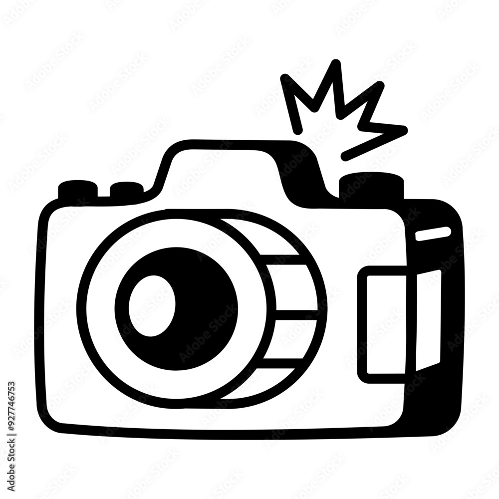 Wall mural Camera icon in drawing style 