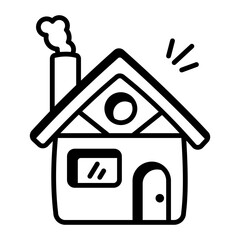 Cabin icon in doodle style 