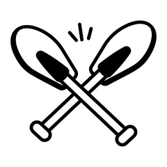 A sketchy style icon of oars 