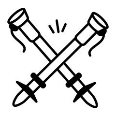 A drawing style icon of hiking sticks 