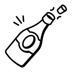 A doodle style icon of champagne
