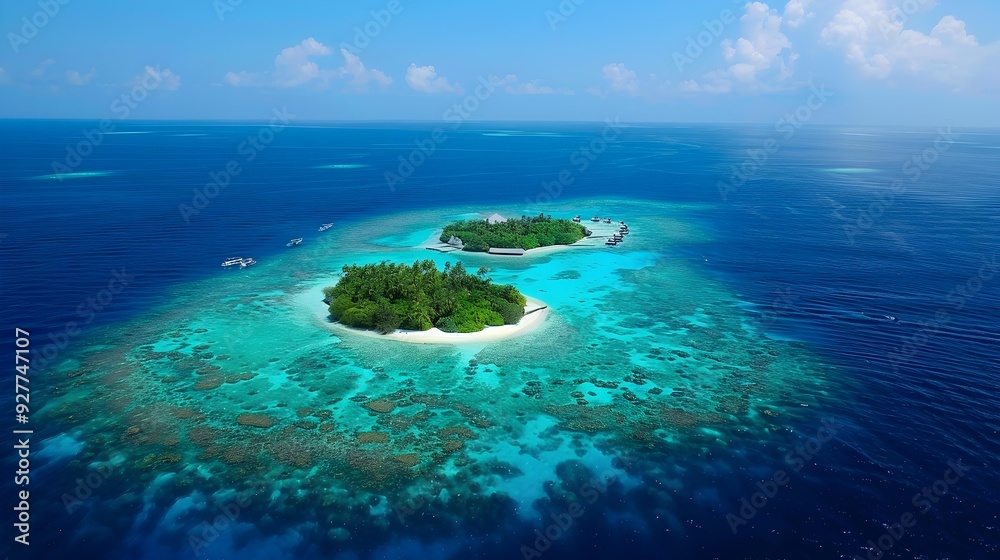 Canvas Prints The islands of the maldives surrounded by coral