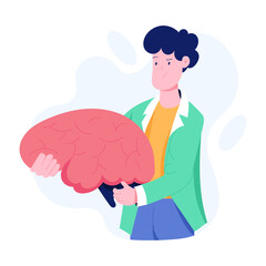Sad man with mental issue, flat illustration 