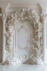 Digital backdrop, Classic, Vintage, Luxury Wall backdrop, wall and floor, White, composite background.