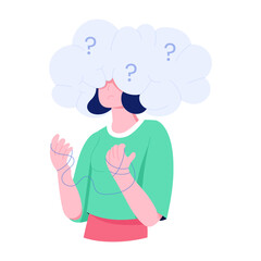 Woman suffering from depression, flat illustration 