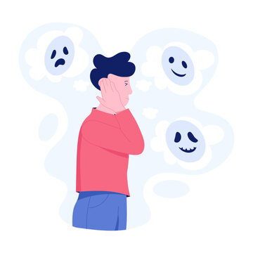 A flat character illustration of phasmophobia disorder 