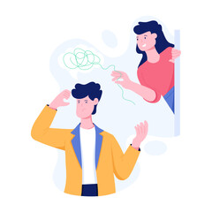 Character based flat illustration of mental support 
