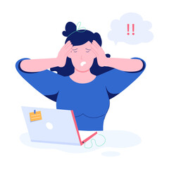 A flat character illustration of work stress 