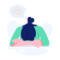 Character based flat illustration of worrying woman 