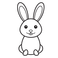 Adobe IlluCute kawaii bunny and baby cartoon character coloring page vector illustration. Pet animal, mothers day colouring page for kidsstrator Artwork.