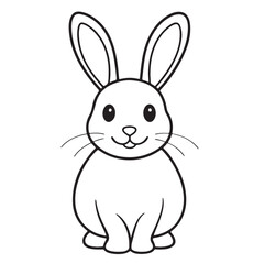 Adobe IlluCute kawaii bunny and baby cartoon character coloring page vector illustration. Pet animal, mothers day colouring page for kidsstrator Artwork.