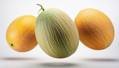 Melon floating in the air, isolated on white background 