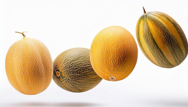 Melon floating in the air, isolated on white background 