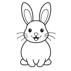 Adobe IlluCute kawaii bunny and baby cartoon character coloring page vector illustration. Pet animal, mothers day colouring page for kidsstrator Artwork.