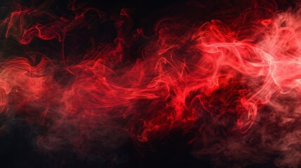 Fototapeta premium Abstract red smoke swirling on black background with dark clouds, dramatic and mysterious wallpaper concept with vivid red color gradients, perfect for atmospheric designs, digital art, and futuristic