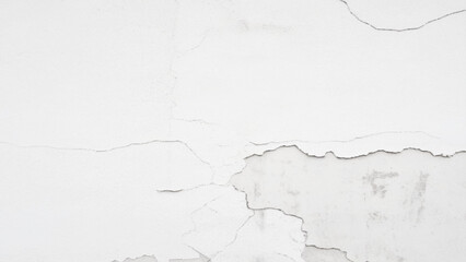 Crack on white concrete wall texture, Cracked wall background. Cracked wall texture grunge damage stain background. Grey dirty old crack broken concrete wall, monochrome, black and white