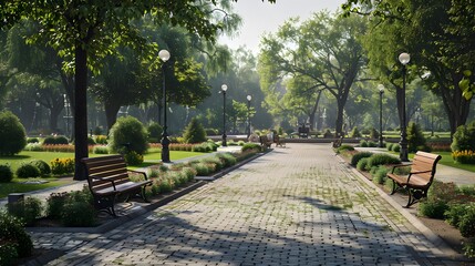 Fototapeta premium Park a spacious place for walking