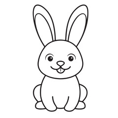 Adobe IlluCute kawaii bunny and baby cartoon character coloring page vector illustration. Pet animal, mothers day colouring page for kidsstrator Artwork.