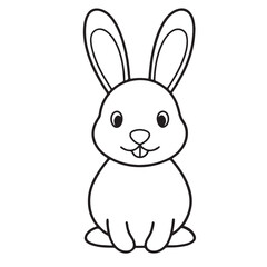 Adobe IlluCute kawaii bunny and baby cartoon character coloring page vector illustration. Pet animal, mothers day colouring page for kidsstrator Artwork.