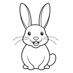 Adobe IlluCute kawaii bunny and baby cartoon character coloring page vector illustration. Pet animal, mothers day colouring page for kidsstrator Artwork.