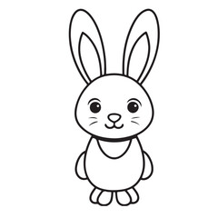 Adobe IlluCute kawaii bunny and baby cartoon character coloring page vector illustration. Pet animal, mothers day colouring page for kidsstrator Artwork.