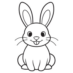 Adobe IlluCute kawaii bunny and baby cartoon character coloring page vector illustration. Pet animal, mothers day colouring page for kidsstrator Artwork.