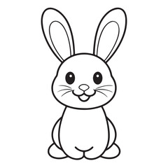 Fototapeta premium Adobe IlluCute kawaii bunny and baby cartoon character coloring page vector illustration. Pet animal, mothers day colouring page for kidsstrator Artwork.