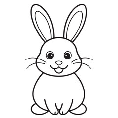 Adobe IlluCute kawaii bunny and baby cartoon character coloring page vector illustration. Pet animal, mothers day colouring page for kidsstrator Artwork.
